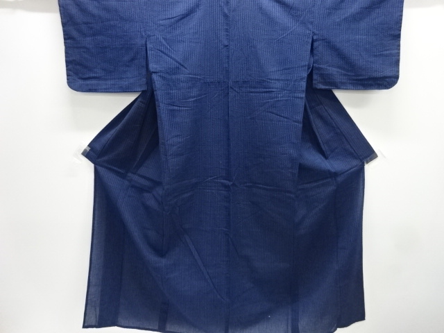 JAPANESE KIMONO / ANTIQUE KIMONO / COTTON / AWA-SHIJIRA / WOVEN STRIPE / INTANGIBLE CULTURAL HERITAGE